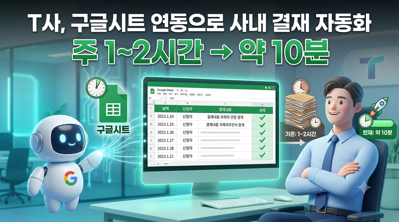 [사무] 정보통신기관 T사, 구글시트 연동하여 결재 품의 자동화 | 주 1~2시간 → 약 10분