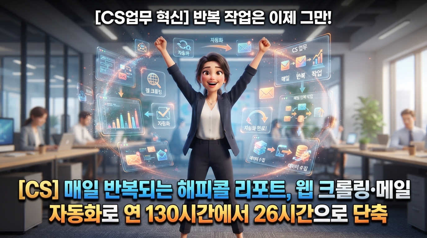 [CS] 매일 반복되는 해피콜 리포트, 웹 크롤링·메일 자동화로 연 130시간에서 26시간으로 단축